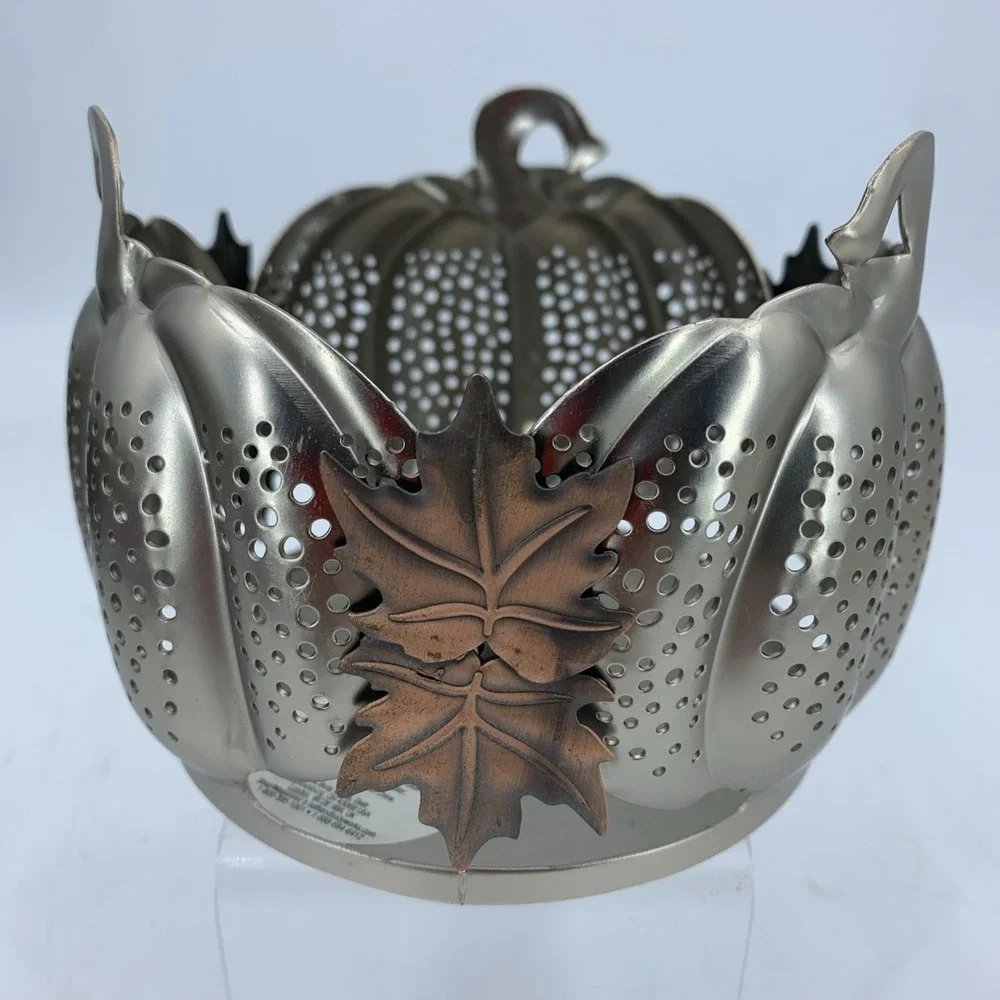 Discontinued‎ Bath Body Works Perforated Metal Pumpkin Leaves Fall Candle Holder